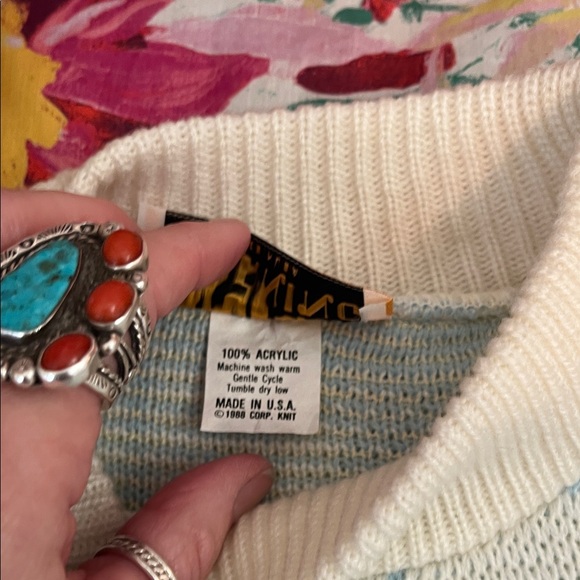 Vintage NOS Blue and White Plaid Sweater - Picture 8 of 8